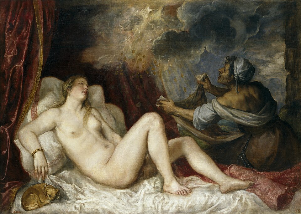 Dánae recibiendo la lluvia de oro, Tiziano